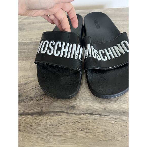 Moschino Men’s Black Logo Slides Slip On Sandals 46 main image 8